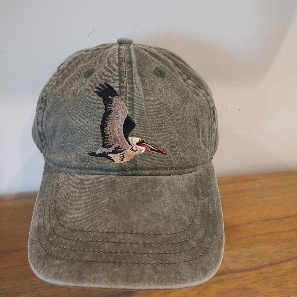 Brown Pelican Embroidered Cotton Cap Toms Bird Feeders Hat Olice Green Gorpcore